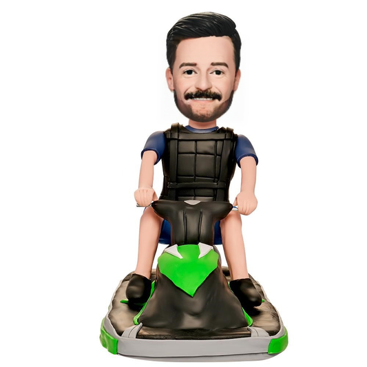 Men&#x27;s Motorboat Custom Bobblehead With Engraved Text