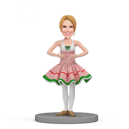 Small Girl With Dancing Dress Custom Bobblehead With Engraved Text