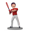 Custom Bobblehead Baseball Batter in Red Jersey Holding Baseball Bat