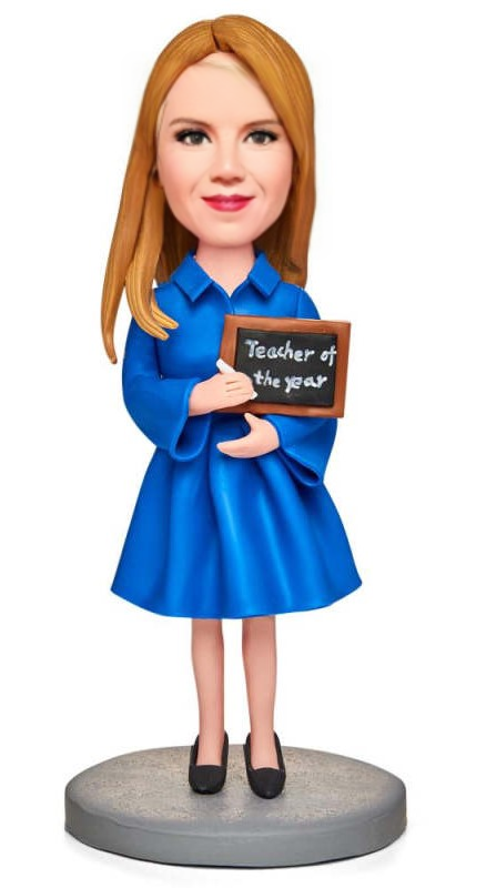 Teacher of The Year Custom Bobblehead With Engraved Text