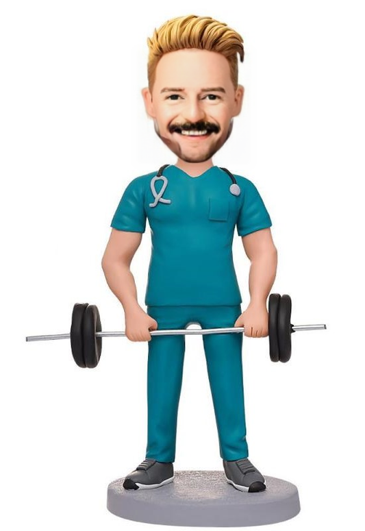 Fitness Male Doctor Custom Bobblehead With Engraved Text