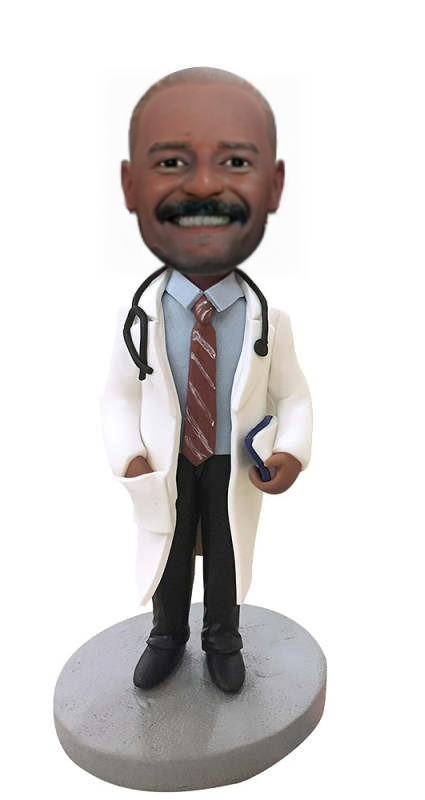 Doctor with stethoscope Custom Bobblehead Engraved with Text