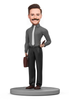 Male Teacher Black Suit Custom Bobblehead With Engraved Text