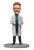 Male Doctor with Stethoscope and Medical Record Book Custom Bobblehead With Engraved Text