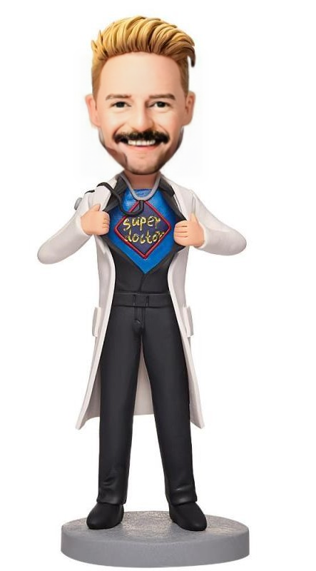 Male Doctor Custom Bobblehead With Engraved Text